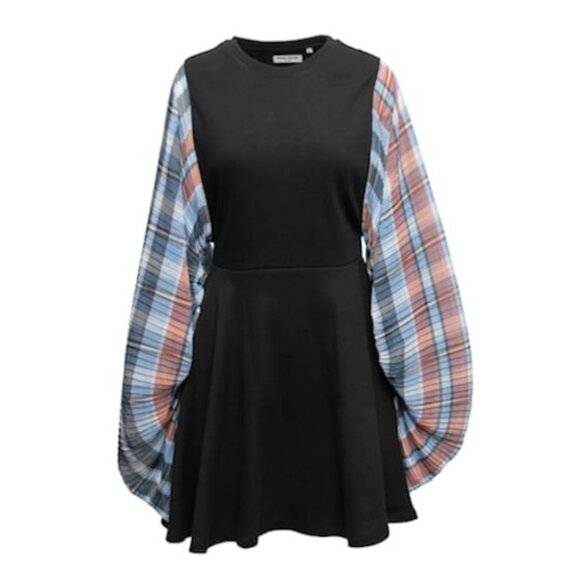 Opening Ceremony runway mini dress with pleated plaid statement barrel sleeves - Picture 5 of 9